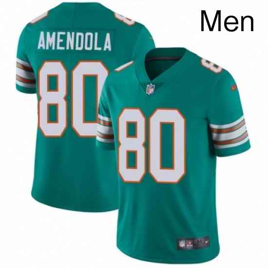 Mens Nike Miami Dolphins 80 Danny Amendola Aqua Green Alternate Vapor Untouchable Limited Player NFL Jersey